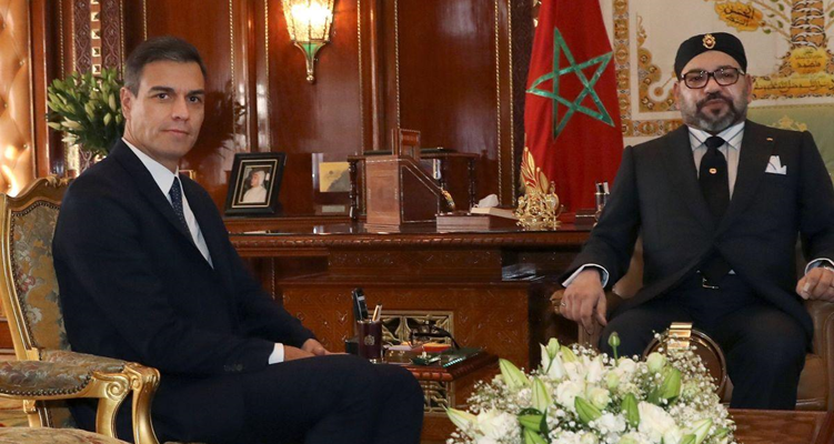 Spain's President of the Government Pedro Sánchez with Morocco's King Mohammed VI